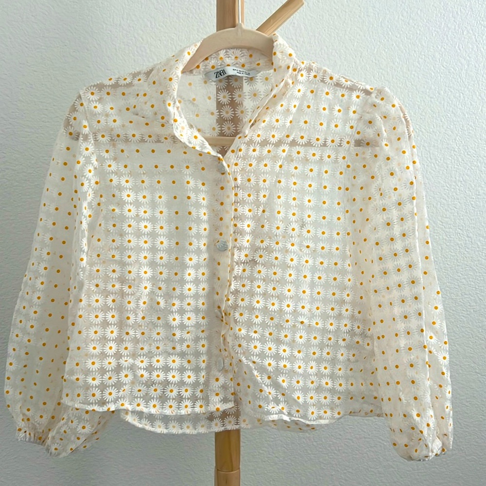 Zara button down sunflower shirt
